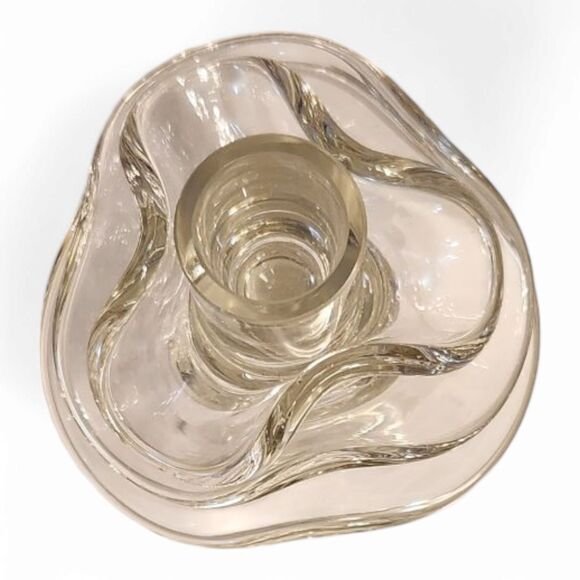 Vintage Crystal Rosenthal Glass Candleholder, Taper Candle, Wavy Ruffle Clear - Picture 5 of 6